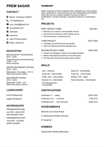 Resume Template 4